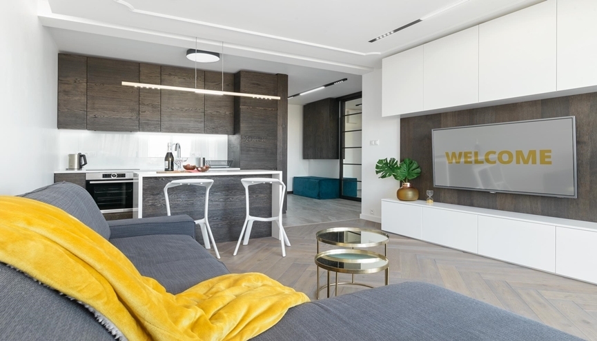 Aranżacja apartamentu- minimalizm w połączeniu z jakością materiałów